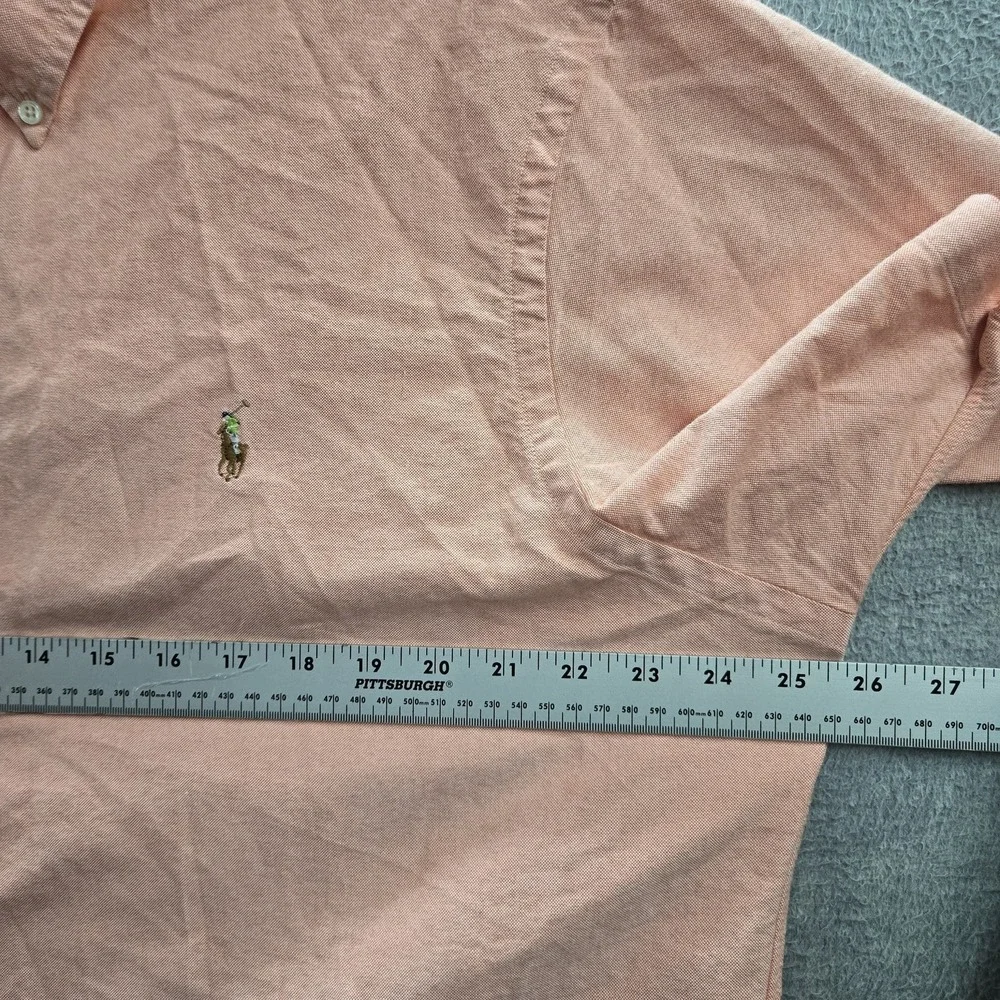 Ralph Lauren Men Button Up Shirt XXL Pink Pony Embroidery Oxford Classic Short